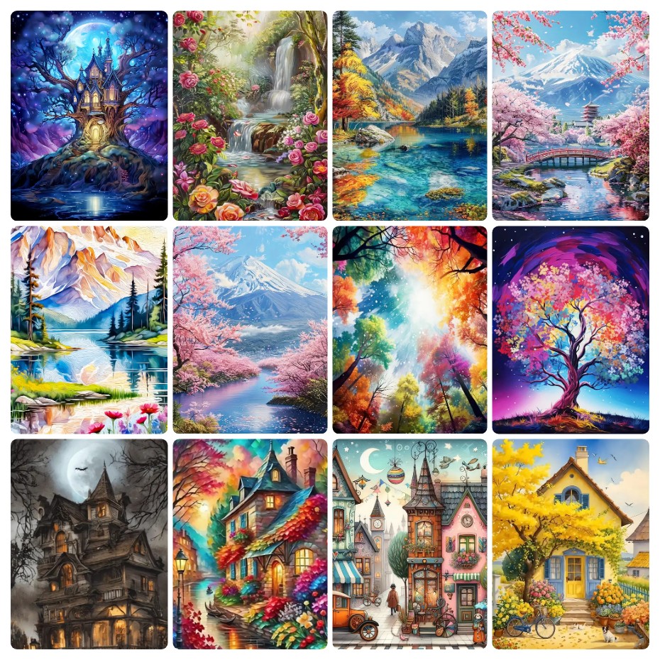 Photo Mosaic Print - ภาพวาดเพชร 5D DIY ลายดอกไม้ในตำนาน โมเสกเพชรดอกไม้ งานศิลปะทำมือ